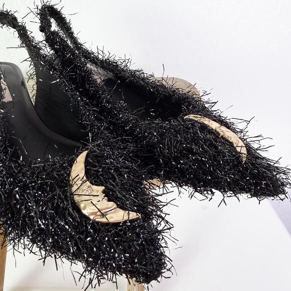 Antonio Melani Moon Whimsigoth Fairy Goth Eras Frayed Pump Heels Black 6.5 NEW - Picture 2 of 8